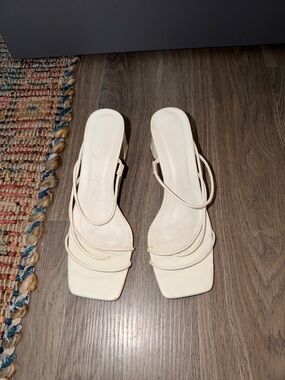 Billini Cream Strappy Square-Toe Slide Heels